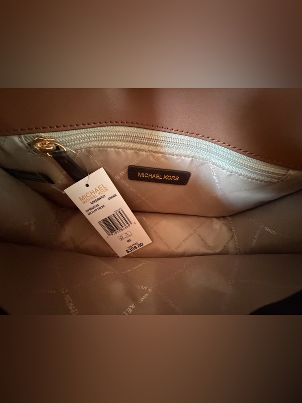 Michael Kors Greenwich MD Flap Shoulder Crossbody Bag MK Brown - Picture 10 of 12